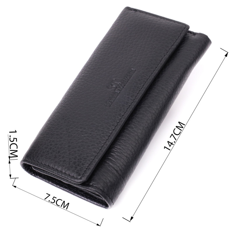 Большая ключница с функцией кошелька из натуральной кожи ST Leather Черный