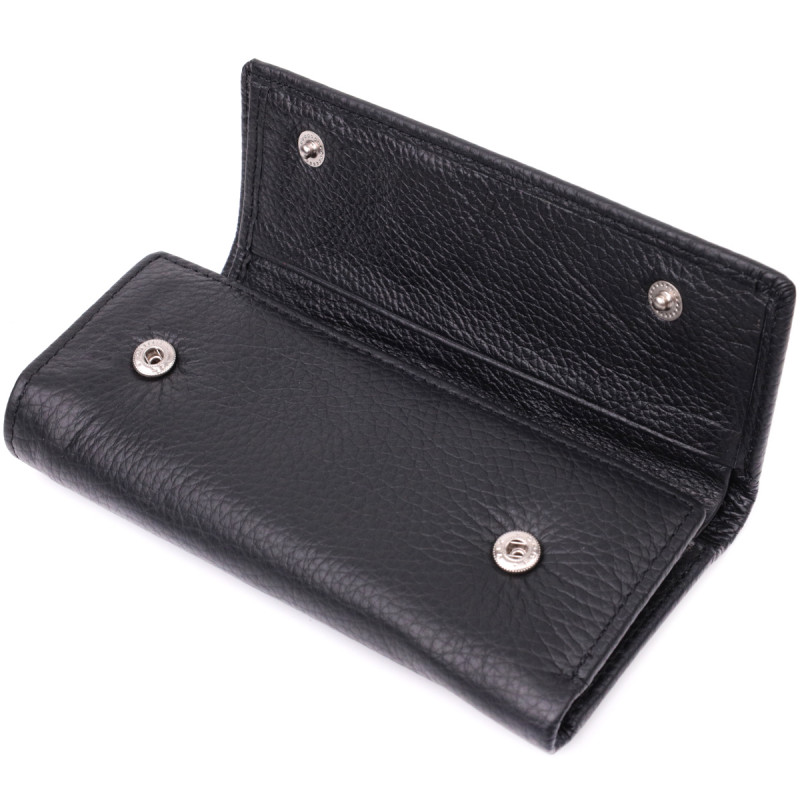 Большая ключница с функцией кошелька из натуральной кожи ST Leather Черный