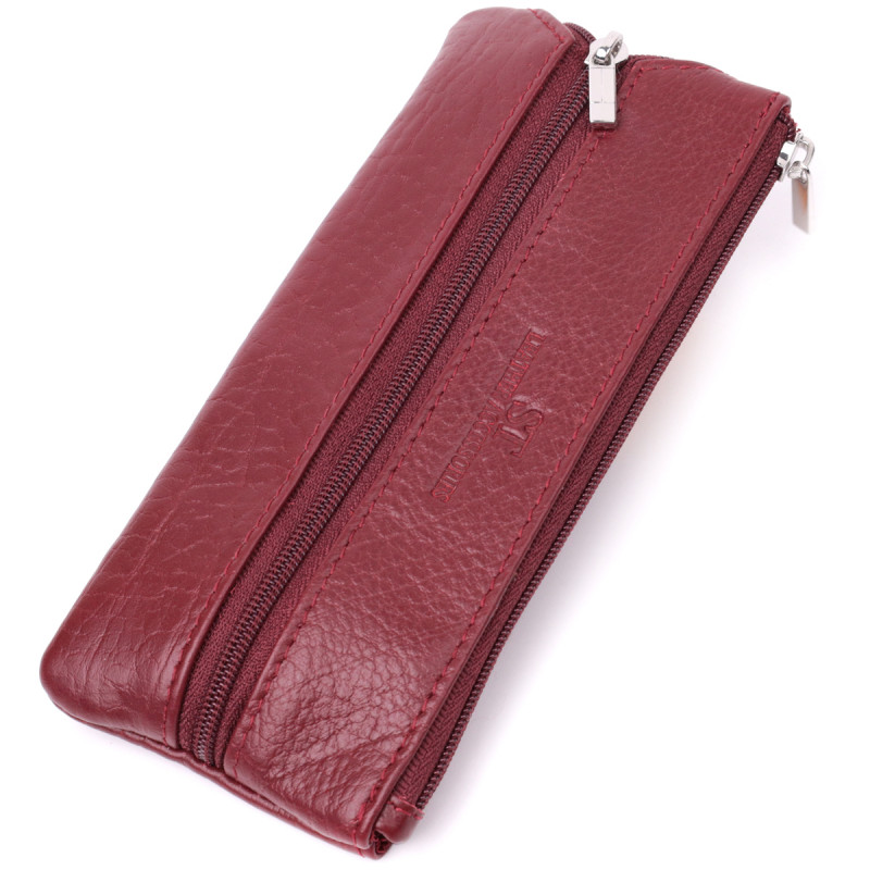 Кожаная ключница на молнии ST Leather Бордовый