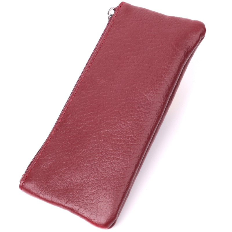 Кожаная ключница на молнии ST Leather Бордовый