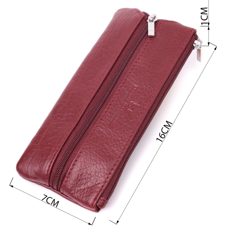 Кожаная ключница на молнии ST Leather Бордовый