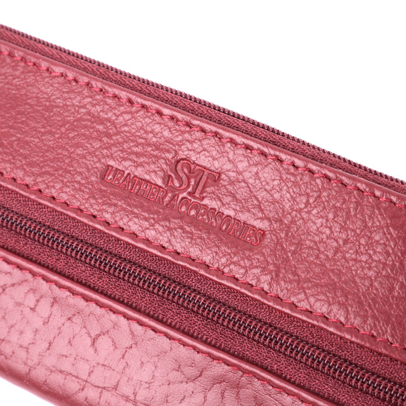 Кожаная ключница на молнии ST Leather Бордовый