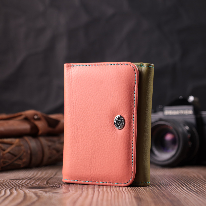 Гаманець для стильних дівчат із натуральної шкіри ST Leather Різнокольоровий