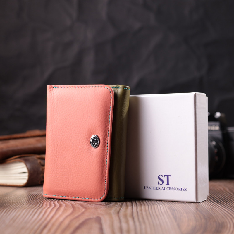 Гаманець для стильних дівчат із натуральної шкіри ST Leather Різнокольоровий