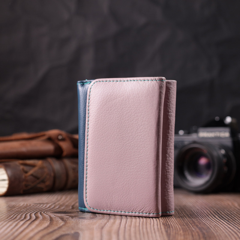 Практичный кошелек для девушек из натуральной кожи ST Leather Разноцветный