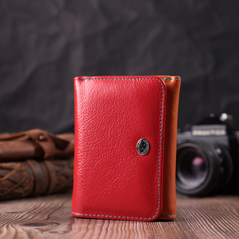 Яркий кошелек для девушек из натуральной кожи ST Leather Разноцветный