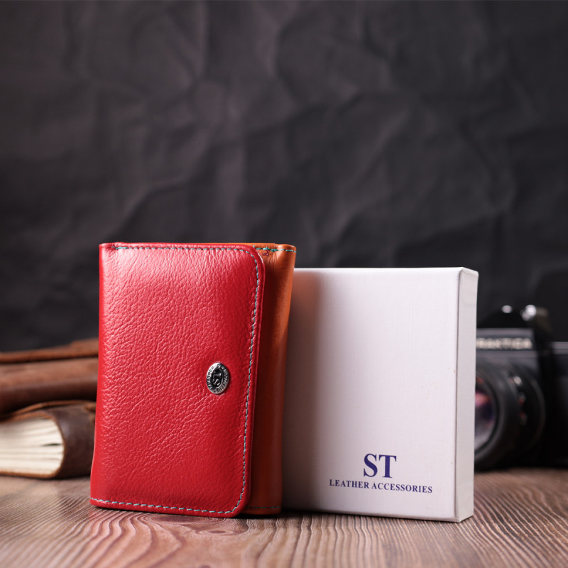 Яркий кошелек для девушек из натуральной кожи ST Leather Разноцветный