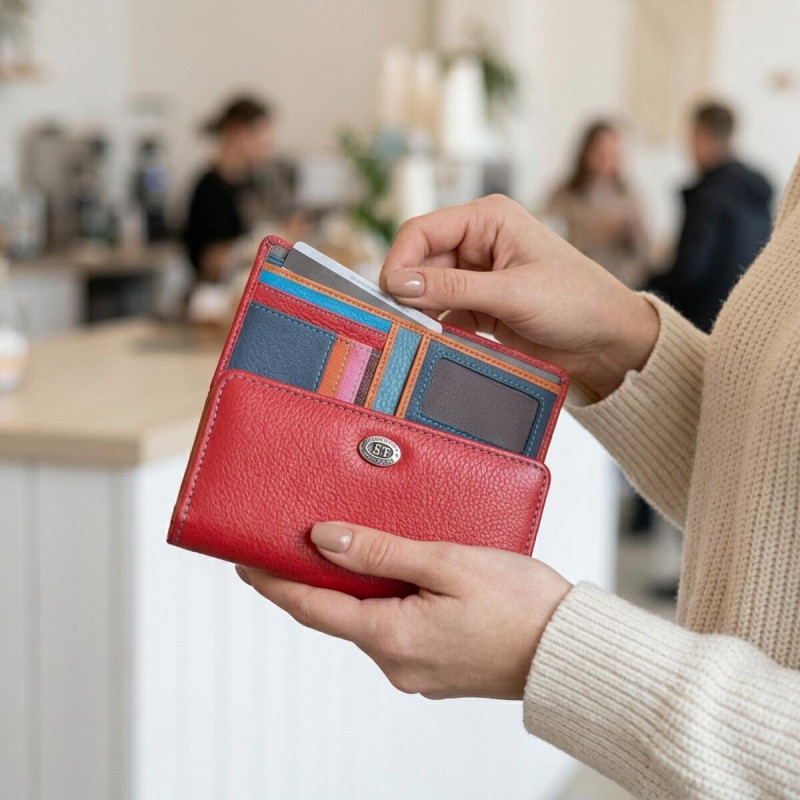 Яскравий гаманець для жінок із натуральної шкіри ST Leather Червоний