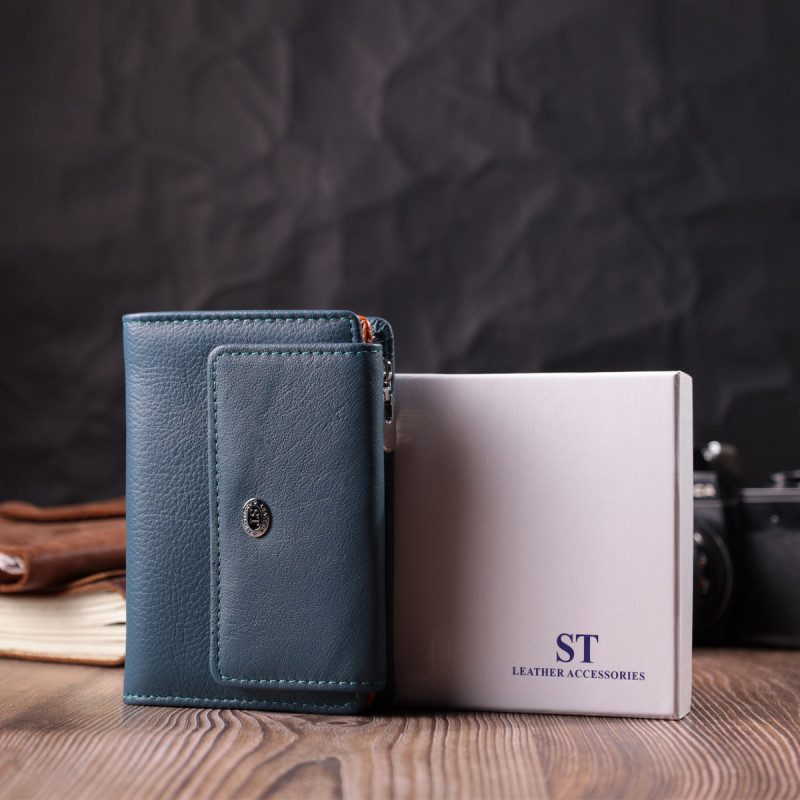 Интересный кошелек для женщин из натуральной кожи ST Leather Бирюзовый