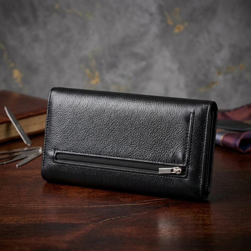 Зручний жіночий гаманець з натуральної шкіри ST Leather Чорний