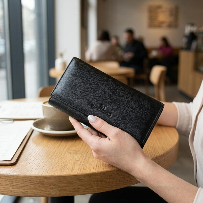 Зручний жіночий гаманець з натуральної шкіри ST Leather Чорний