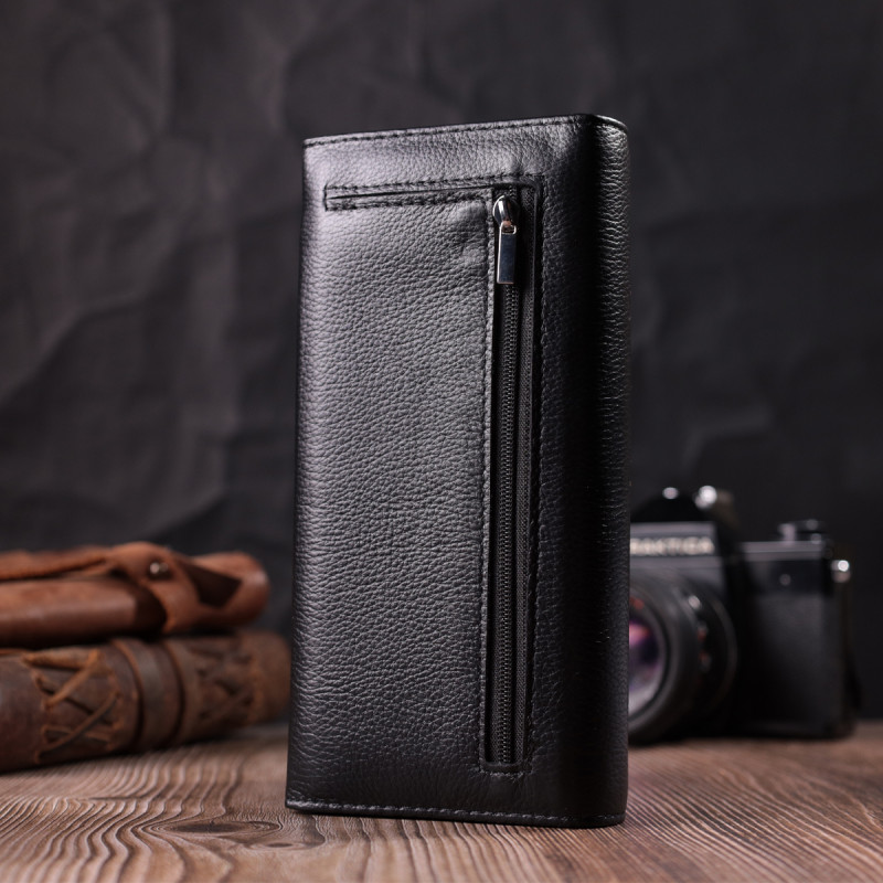 Зручний жіночий гаманець з натуральної шкіри ST Leather Чорний