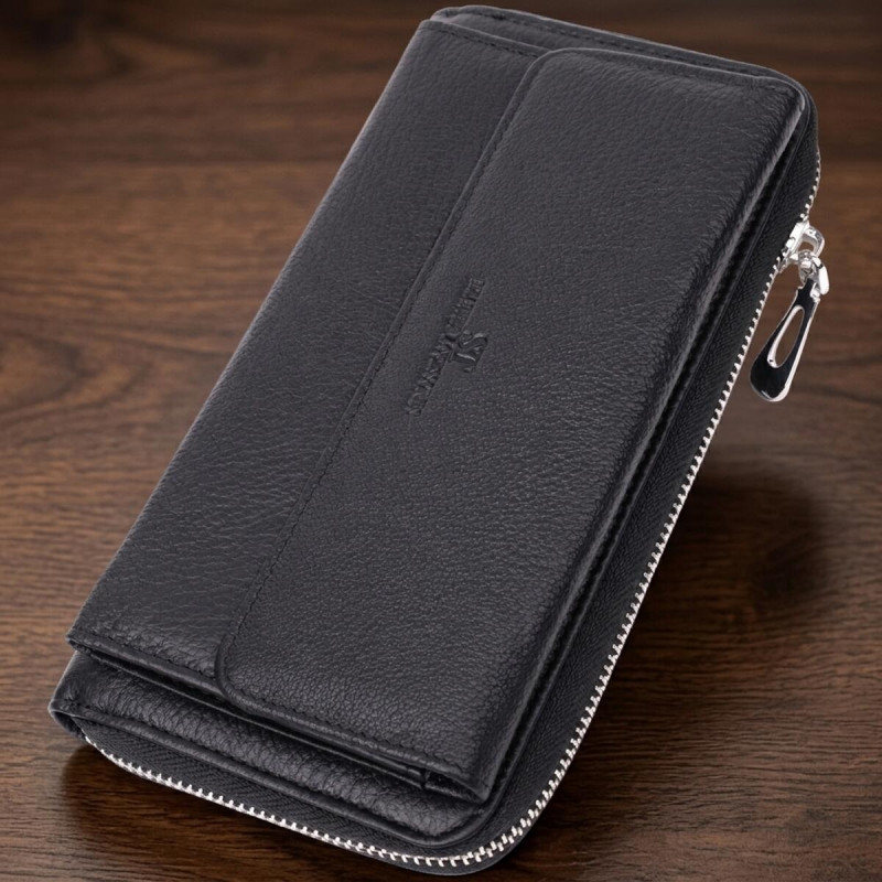 Функціональний гаманець-клатч унісекс з натуральної шкіри ST Leather Чорний