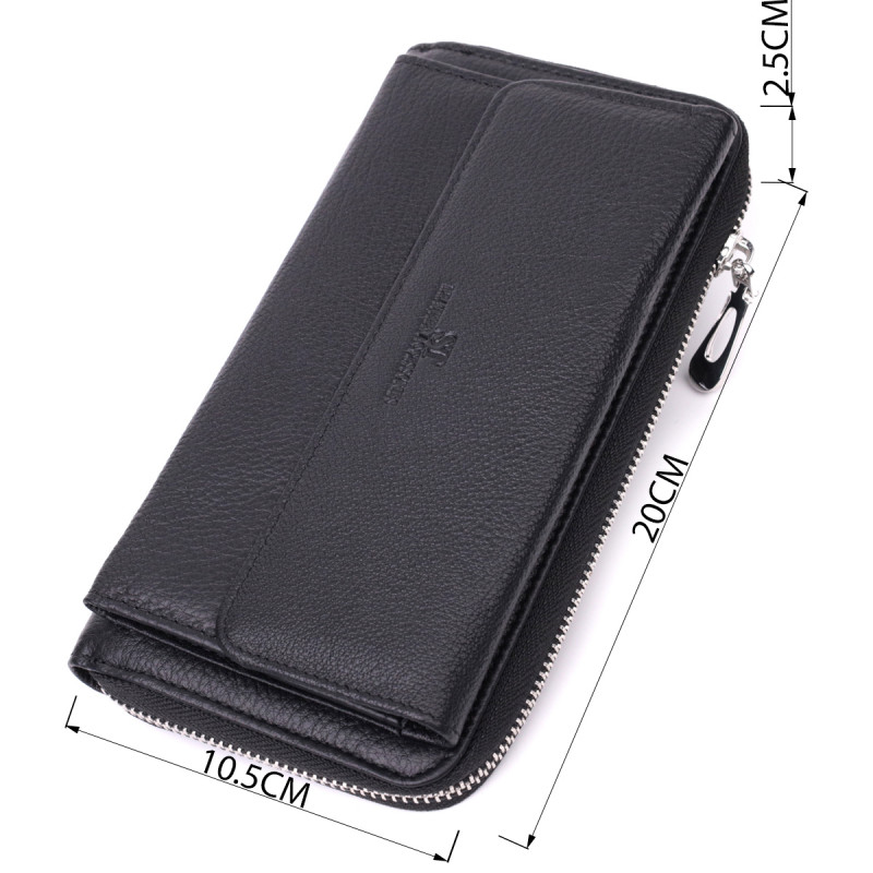 Функциональный кошелек-клатч унисекс из натуральной кожи ST Leather Черный