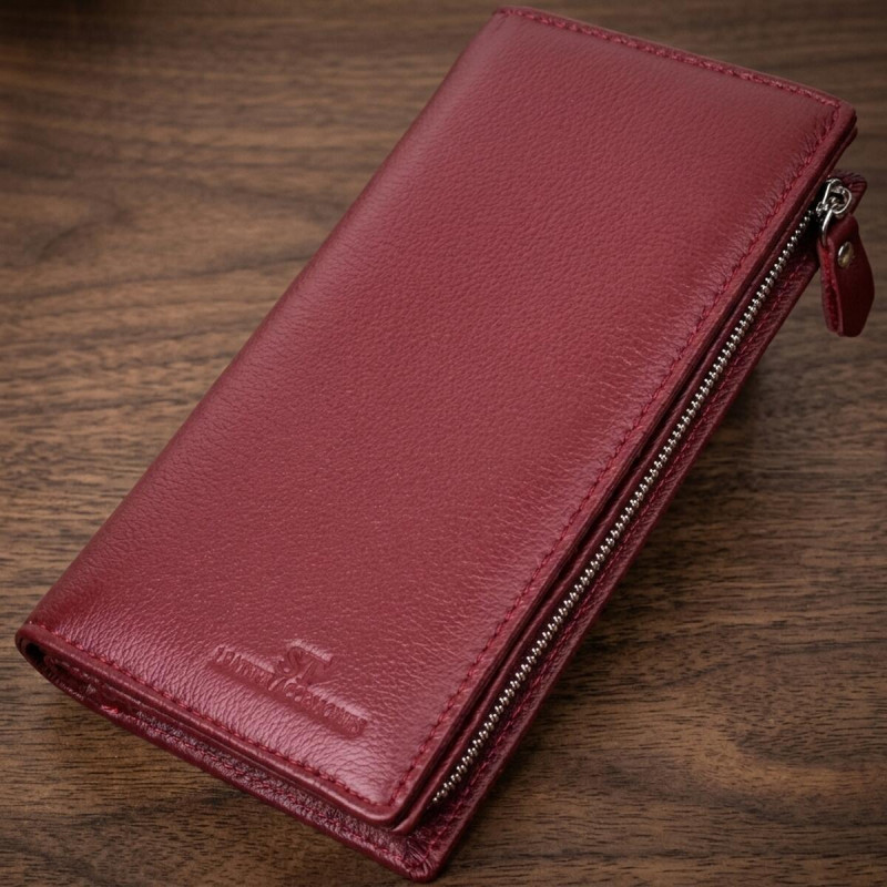 Современный кошелек-клатч для стильных женщин из натуральной кожи ST Leather Бордовый