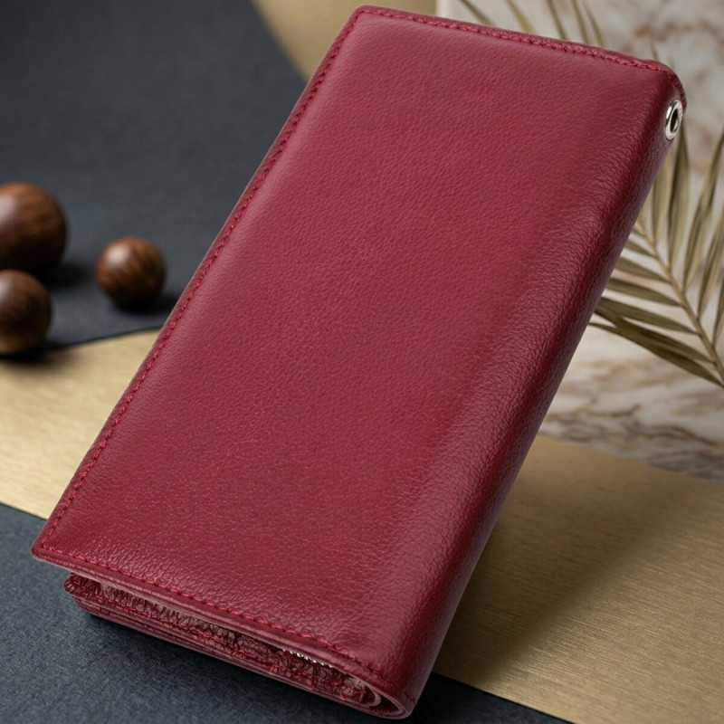 Современный кошелек-клатч для стильных женщин из натуральной кожи ST Leather Бордовый