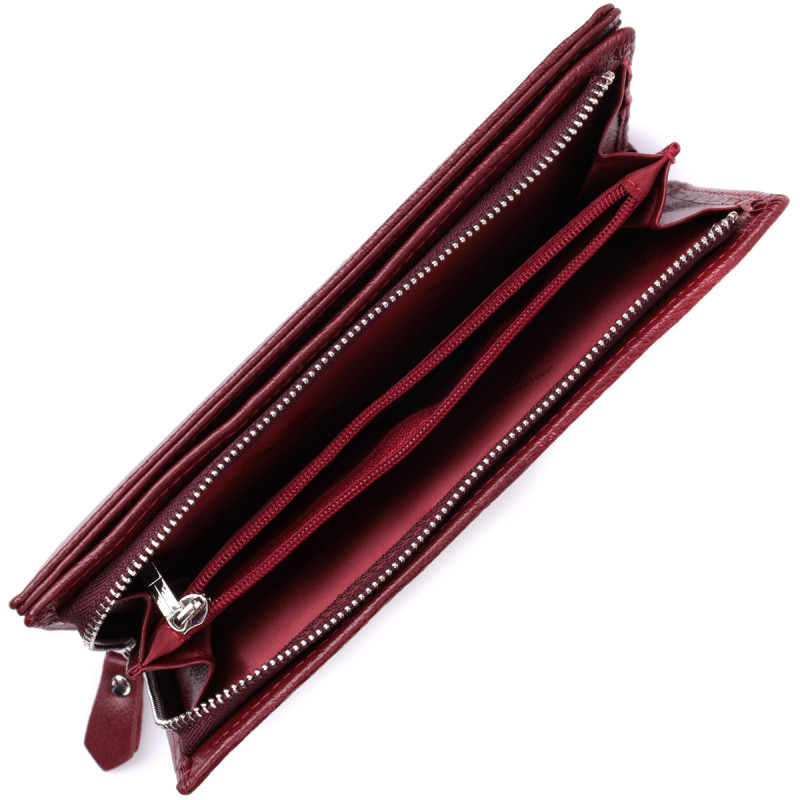 Современный кошелек-клатч для стильных женщин из натуральной кожи ST Leather Бордовый