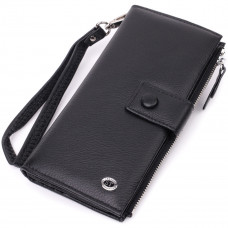 Лаконичный женский вертикальный кошелек-клатч из натуральной кожи ST Leather Черный