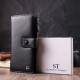 Лаконичный женский вертикальный кошелек-клатч из натуральной кожи ST Leather Черный
