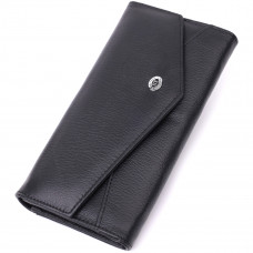 Кожаный женский кошелек с геометрическим клапаном ST Leather Черный