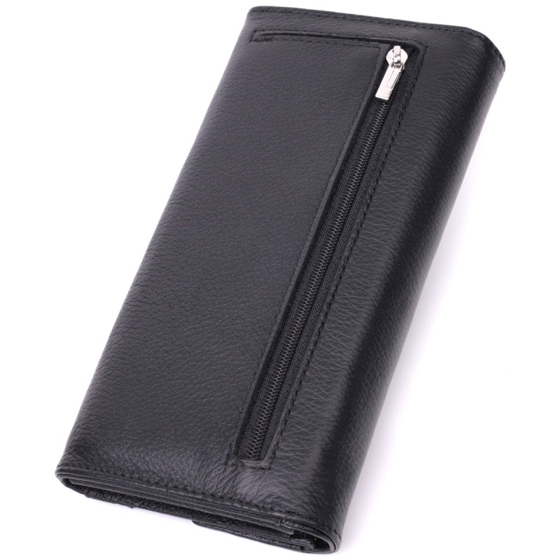 Кожаный женский кошелек с геометрическим клапаном ST Leather Черный