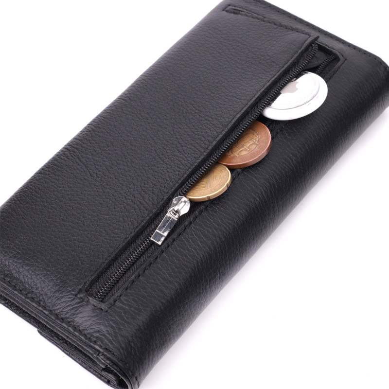 Кожаный женский кошелек с геометрическим клапаном ST Leather Черный
