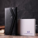 Кожаный женский кошелек с геометрическим клапаном ST Leather Черный