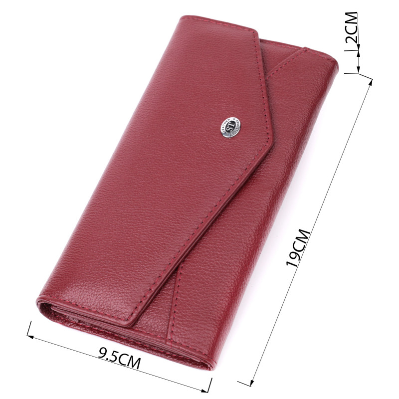 Гаманець для жінок із натуральної шкіри з геометричним клапаном ST Leather Бордовий