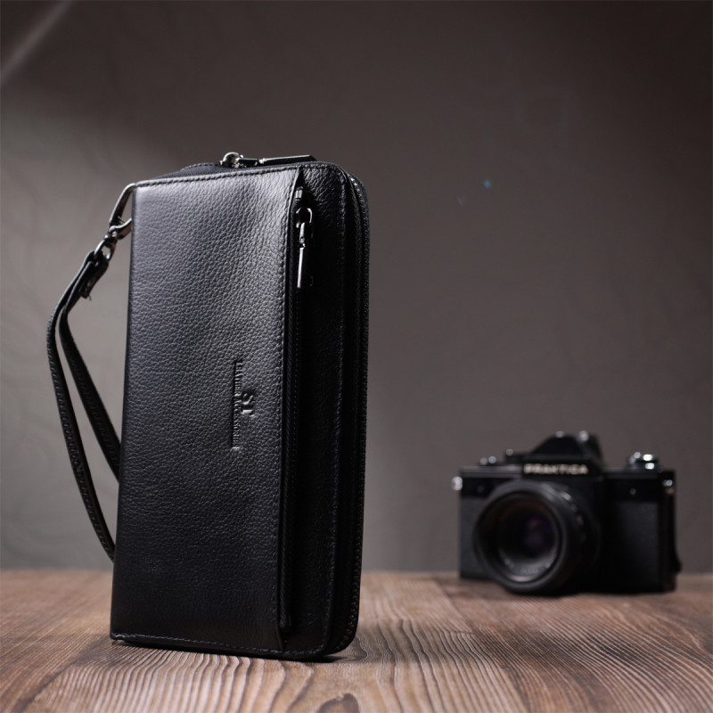 Зручний клатч для чоловіків із натуральної шкіри ST Leather Чорний