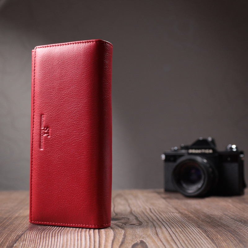 Классический женский кошелек из натуральной кожи ST Leather Красный
