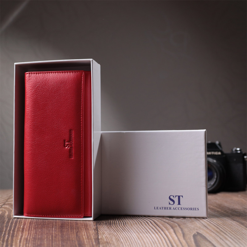 Классический женский кошелек из натуральной кожи ST Leather Красный