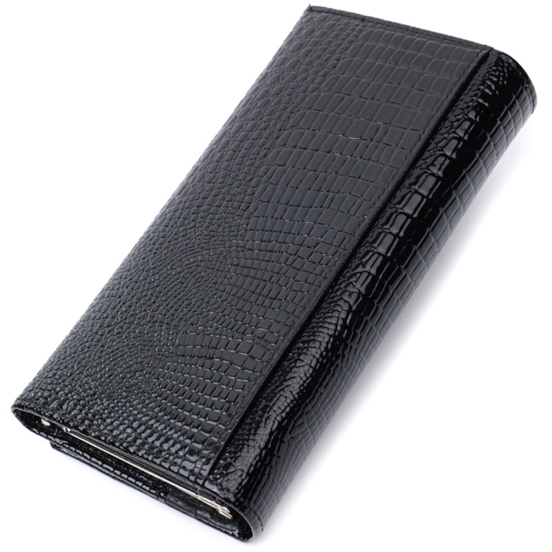 Женский кошелек из натуральной лакированной кожи ST Leather Черный