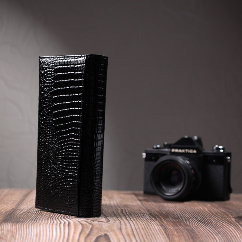 Женский кошелек из натуральной лакированной кожи ST Leather Черный