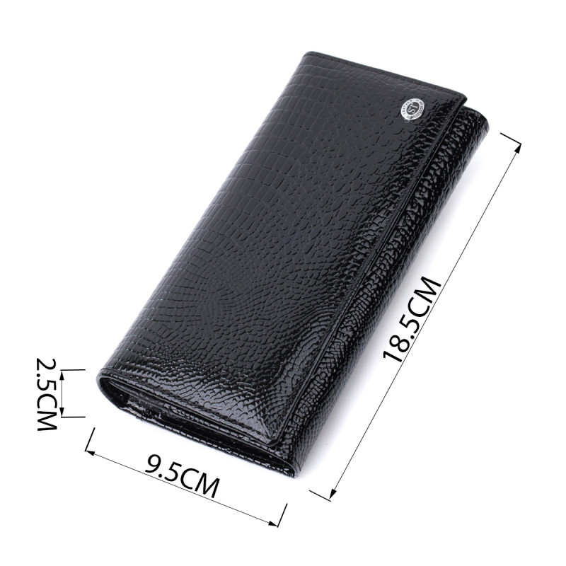 Женский кошелек из натуральной лакированной кожи ST Leather Черный