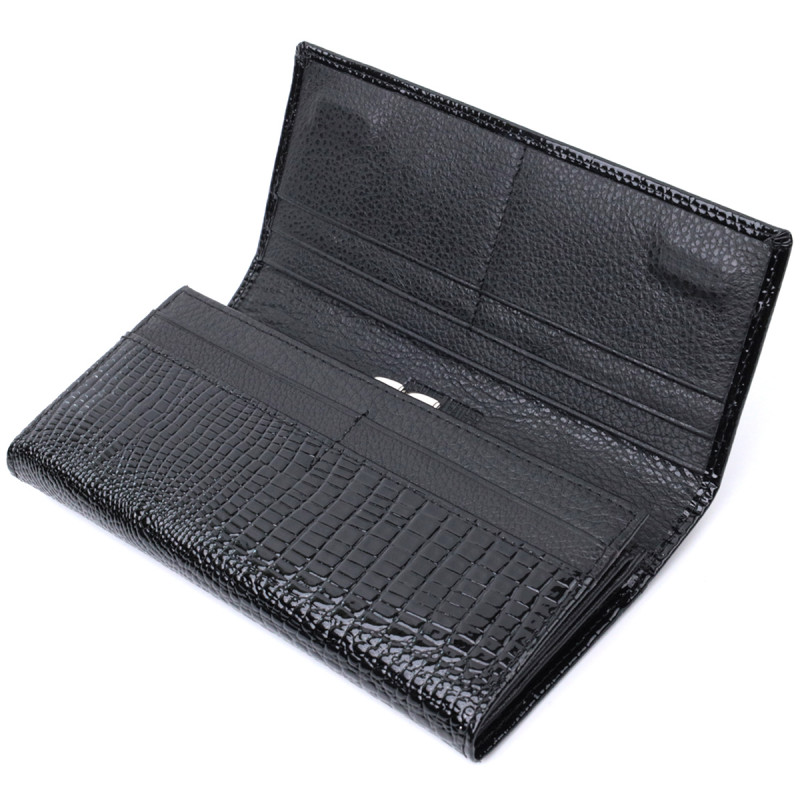 Женский кошелек из натуральной лакированной кожи ST Leather Черный
