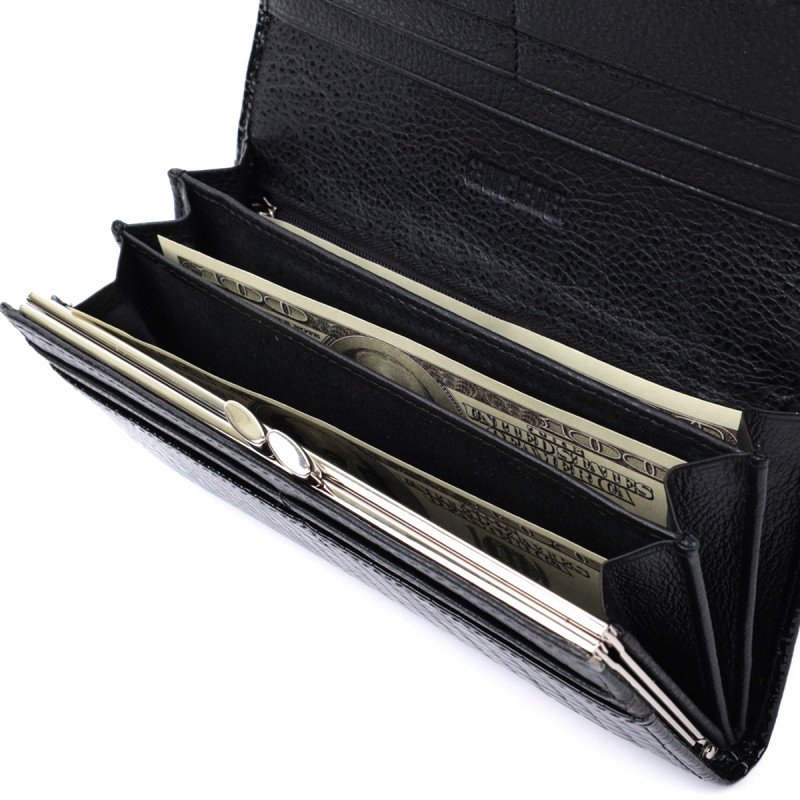 Женский кошелек из натуральной лакированной кожи ST Leather Черный