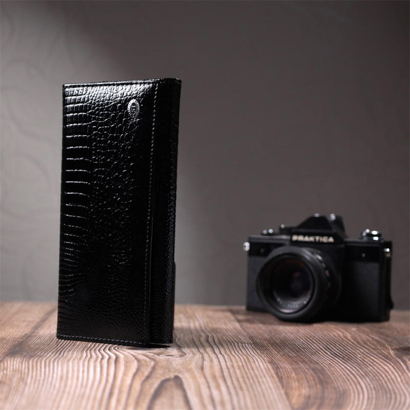 Женский кошелек из натуральной лакированной кожи ST Leather Черный