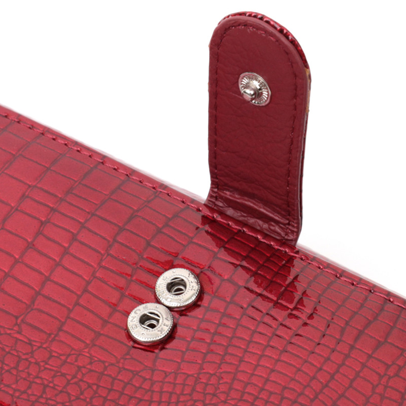 Кожаный лакированный кошелек с блоком для кредитных карт ST Leather Красный