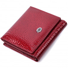 Компактный кошелек для женщин из натуральной лакированной кожи ST Leather Красный