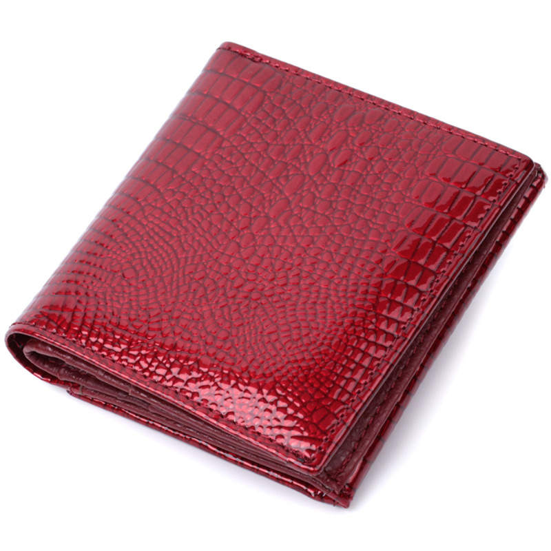 Компактный кошелек для женщин из натуральной лакированной кожи ST Leather Красный