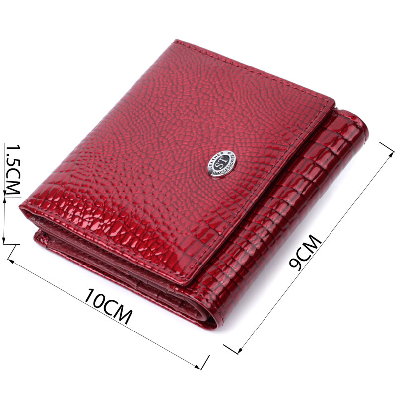 Компактный кошелек для женщин из натуральной лакированной кожи ST Leather Красный