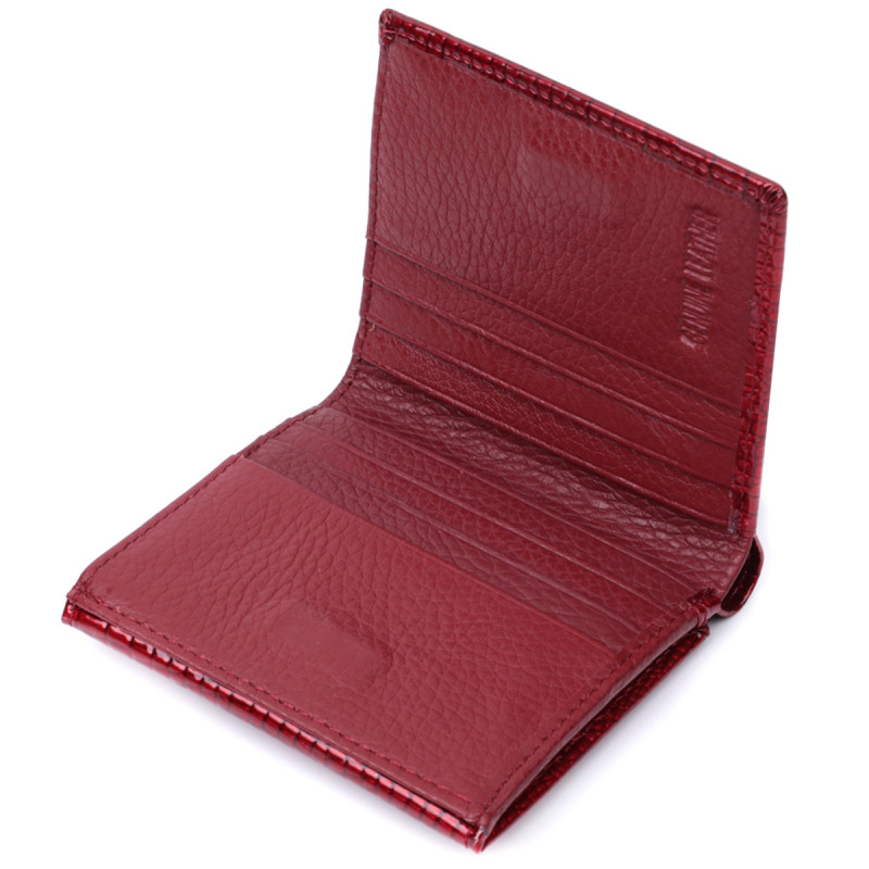 Компактный кошелек для женщин из натуральной лакированной кожи ST Leather Красный