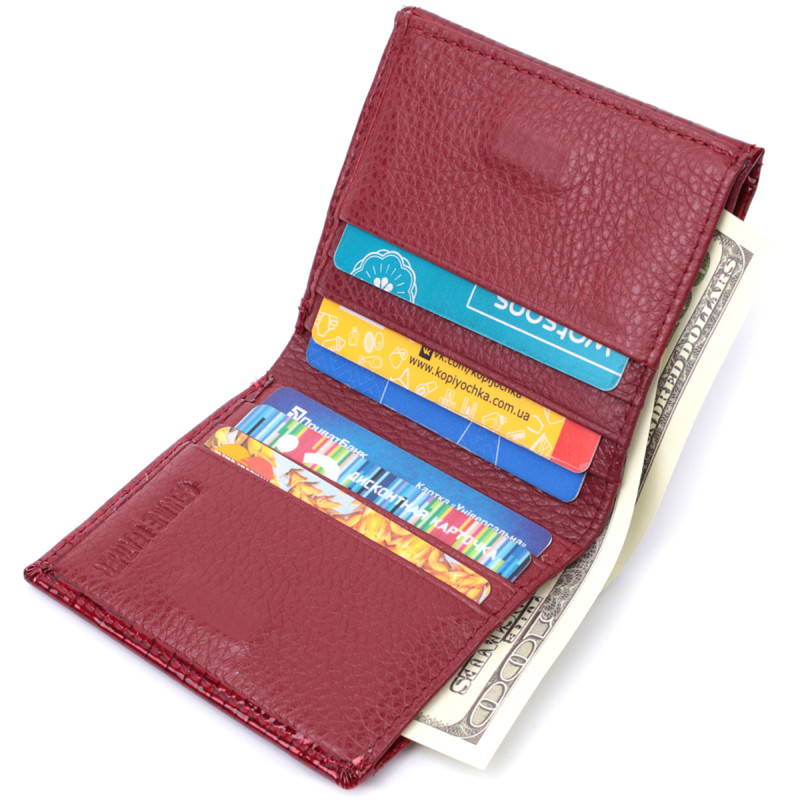 Компактный кошелек для женщин из натуральной лакированной кожи ST Leather Красный