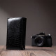 Женский кошелек в три сложения из лакированной фактурной натуральной кожи ST Leather Черный