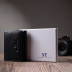 Удобный компактный кошелек с монетницей из натуральной кожи ST Leather Черный
