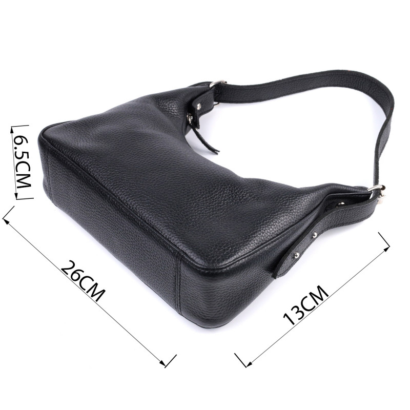 Сумка багет с регулируемым ремнем из зернистой натуральной кожи Shvigel Черная