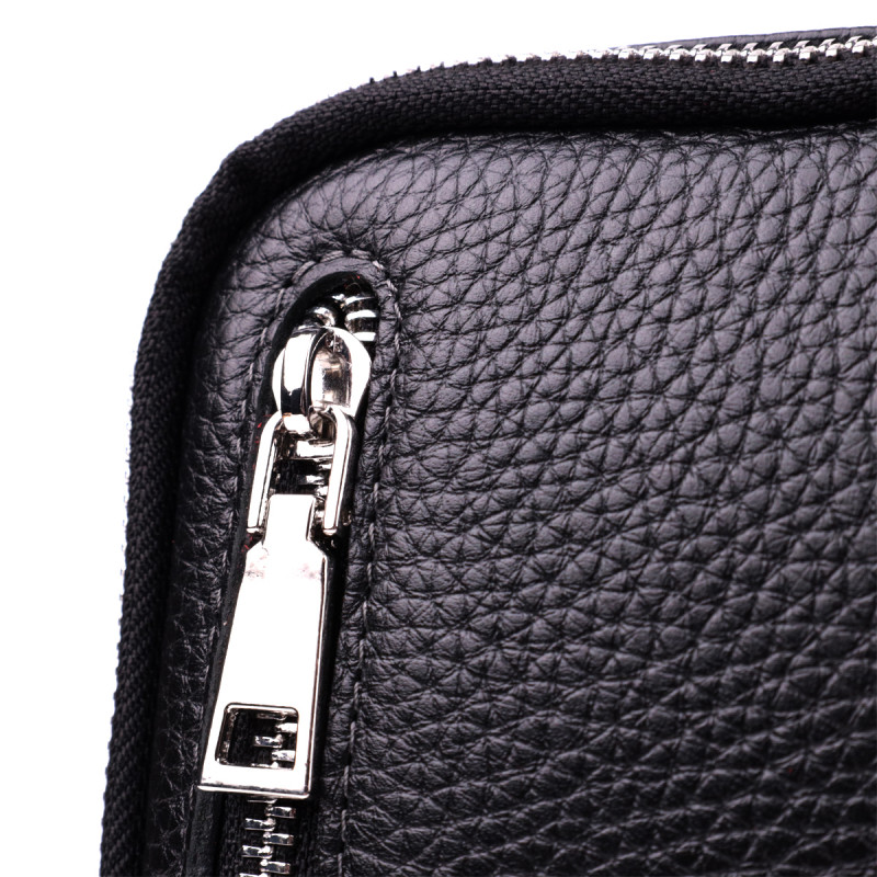 Прямокутна сумка бананка з якісної натуральної шкіри GRANDE PELLE Чорний