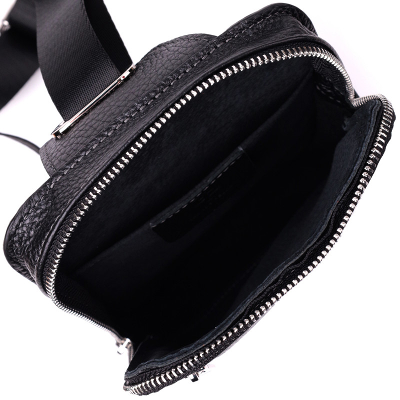 Прямокутна сумка бананка з якісної натуральної шкіри GRANDE PELLE Чорний