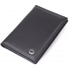 Стильная обложка на паспорт универсального формата из натуральной кожи ST Leather Черный