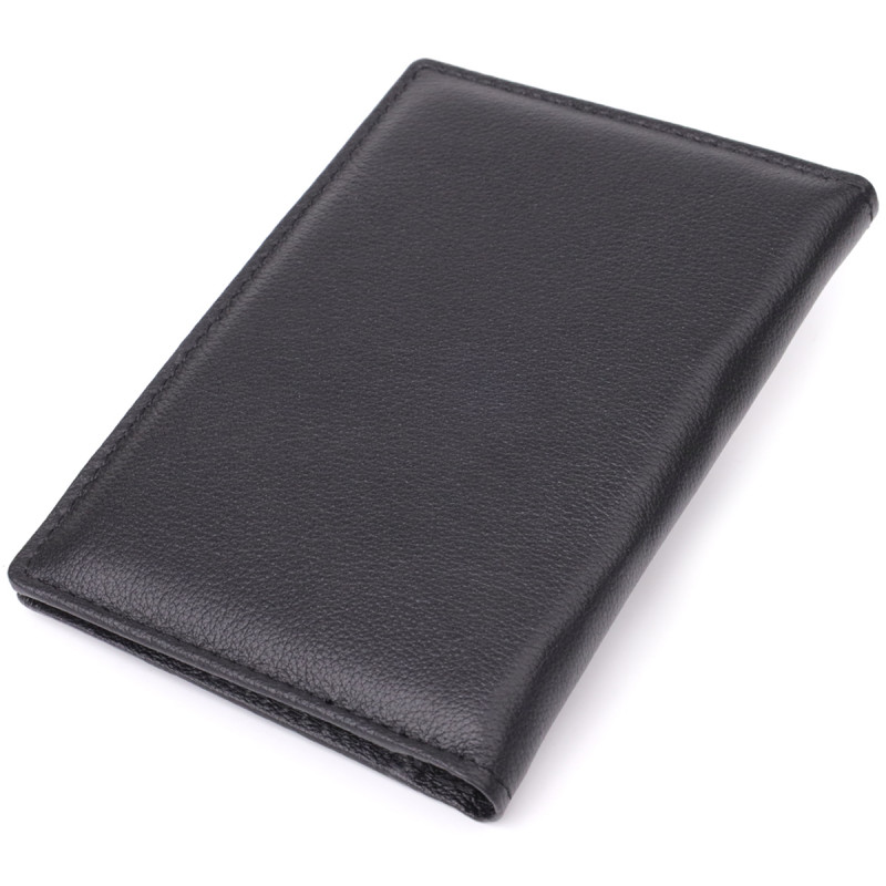 Стильная обложка на паспорт универсального формата из натуральной кожи ST Leather Черный